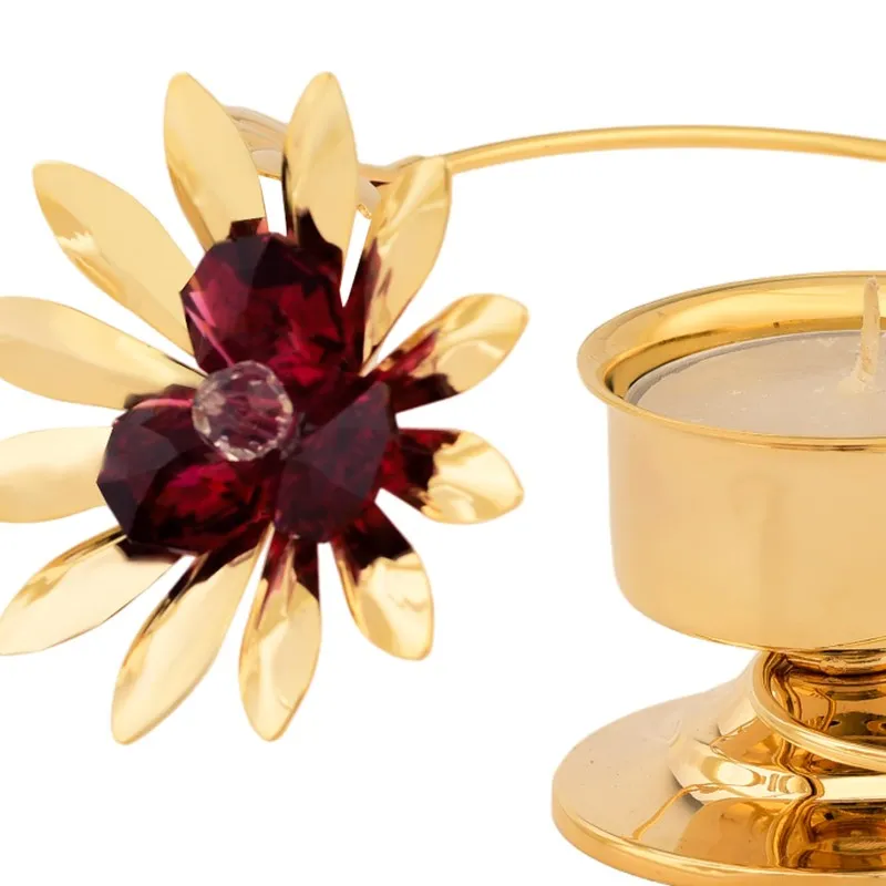 Floral Cup 24K Gold Plated Mild Steel Candle Holder media 5