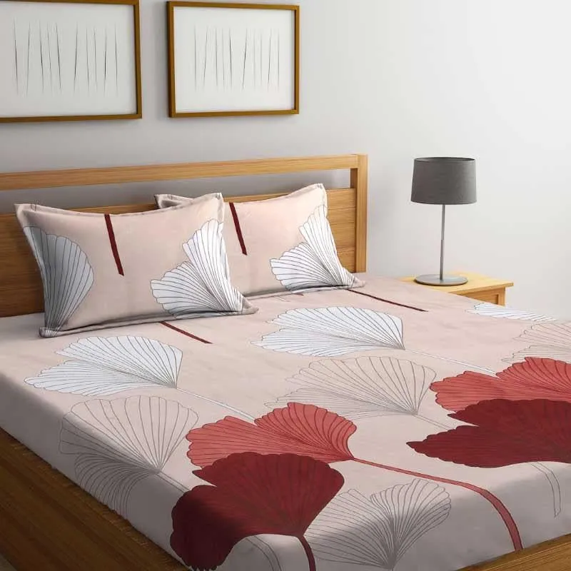 Ginko Leaf Printed Microfiber Bedsheet - 130 GSM media 3