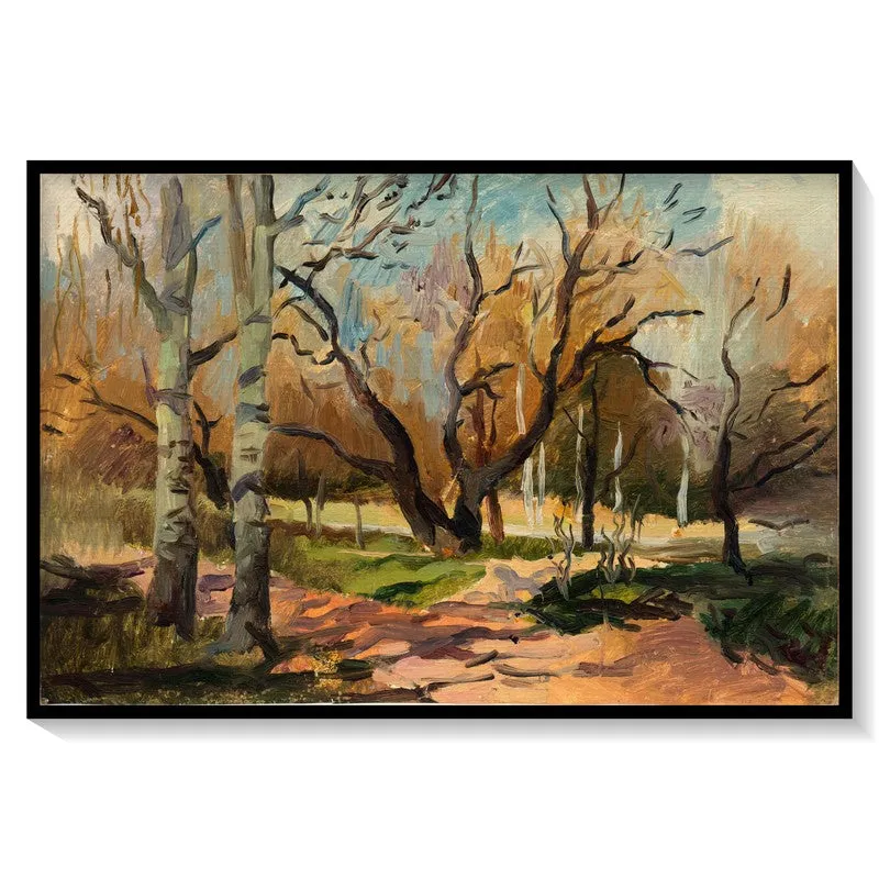 Oil Paint Forest Way Canvas Wall Painting - Black Frame media 8