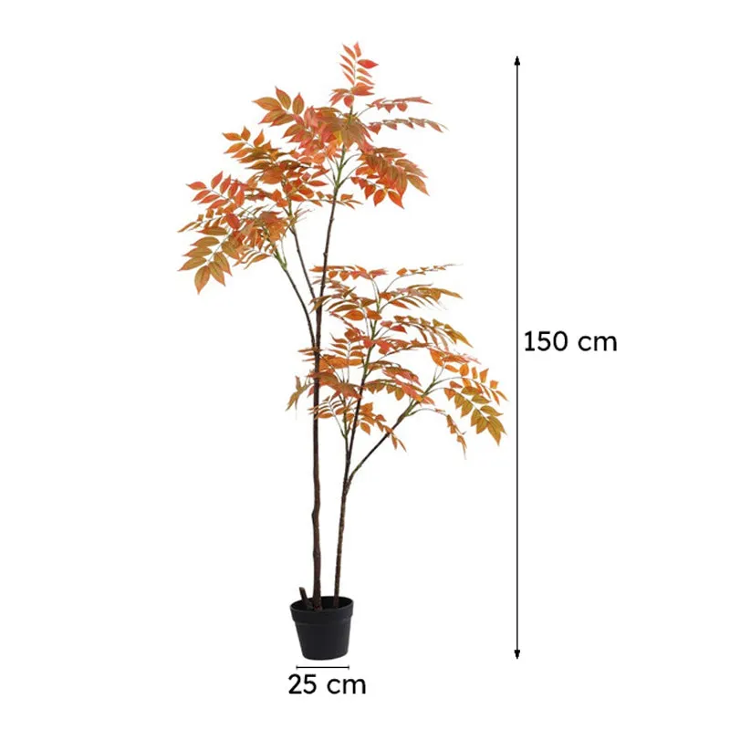 Luviro Bushy Artificial Sumac Plant With Black Plastic Pot 5 ft media 9
