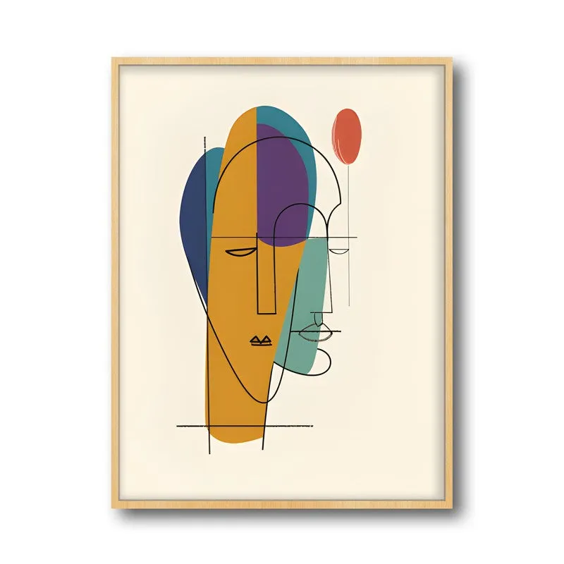 Line Of Thought Framed Canvas Archival Canvas Wall Painting - Natural Brown Frame media 4