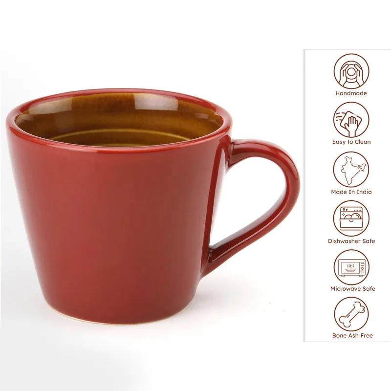 Karvaa Ceramic Tea Cup (175 mL Each)/Red)- Set of Four media 5