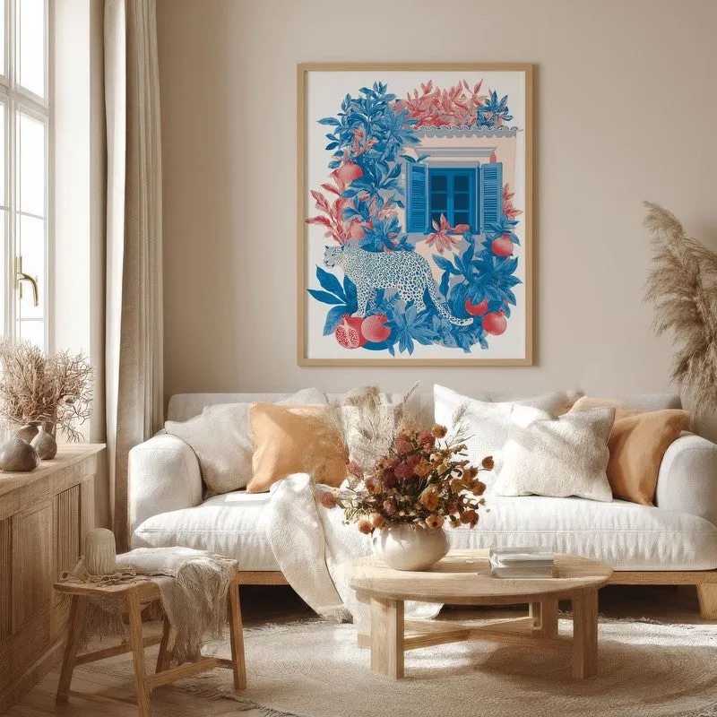 Mediterranean Blues Canvas Wall Painting - Brown Frame media 4