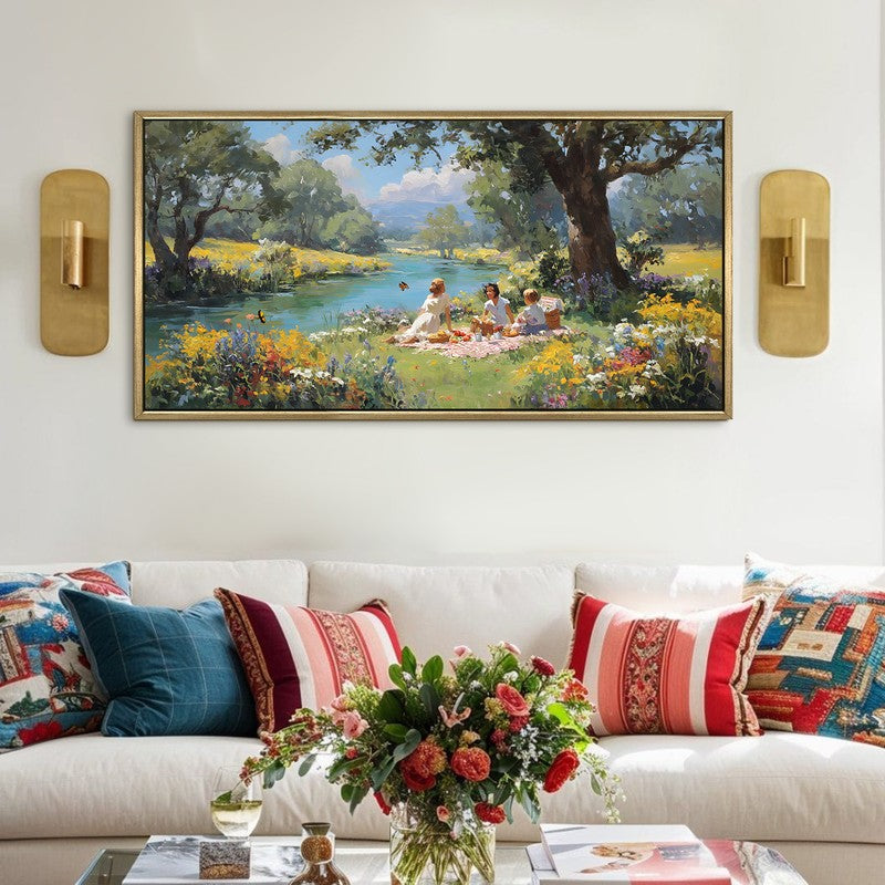 Riverside Rest Canvas Wall Painting With Frame