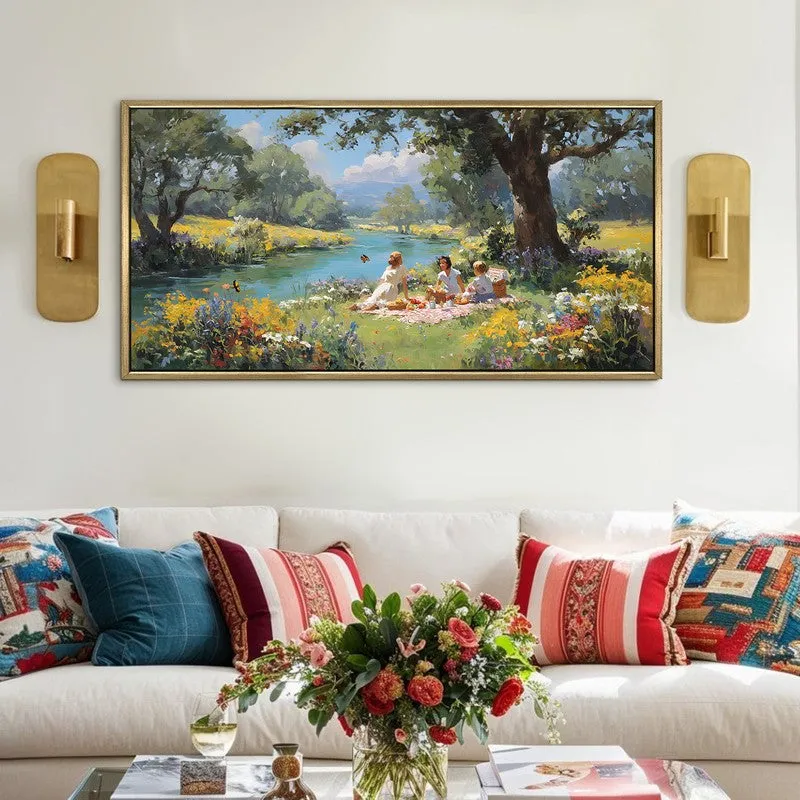 Riverside Rest Canvas Wall Painting With Frame media 1