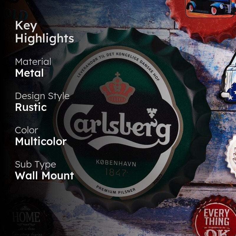 Carlsberg 1847 Bottle Cap Metal Wall Accent media 2
