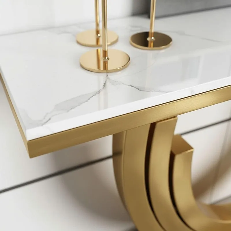 Arch Metal Console Table with Marble Top - Large media 3