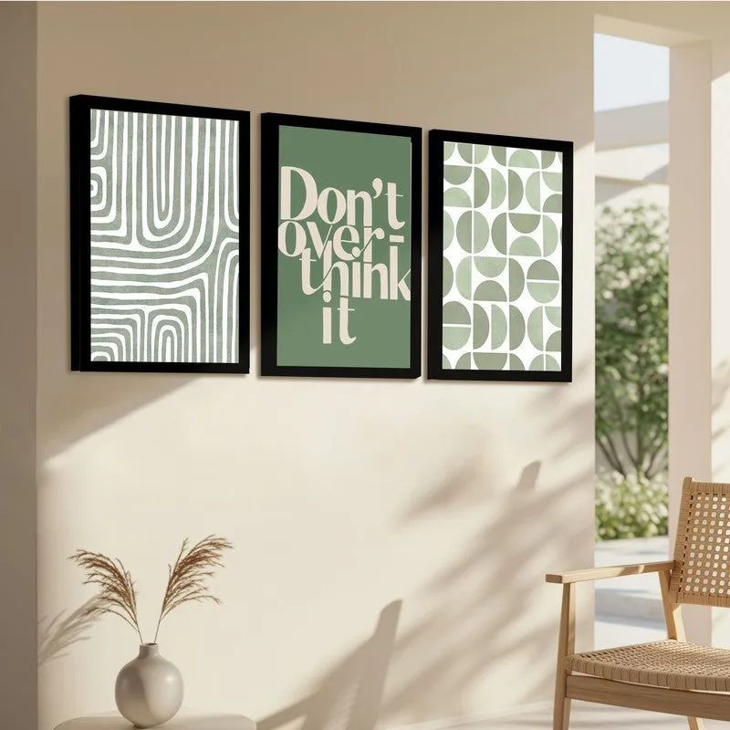 Dont Over Think It Paper Wall Painting With Frame - Set Of Three media 5