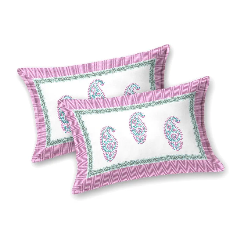 Arta Cotton Bedsheet (Pink,White) - 240 TC media 4
