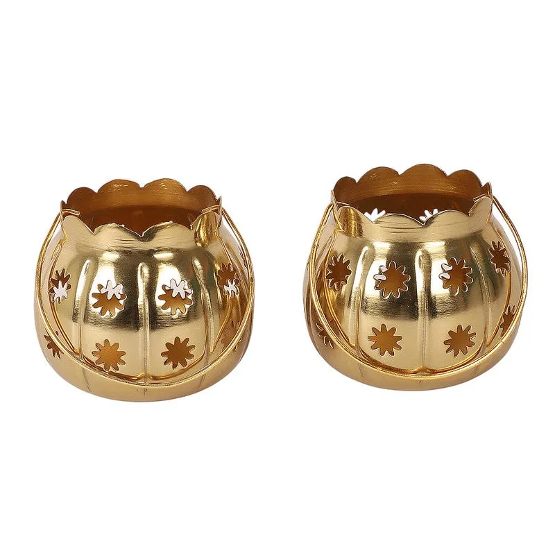 Himera Matki Tealight Candle Holder (Gold) - Set Of Two media 4