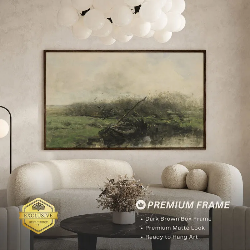 Misty Lakeside Wood Wall Art With Frame - Black media 3