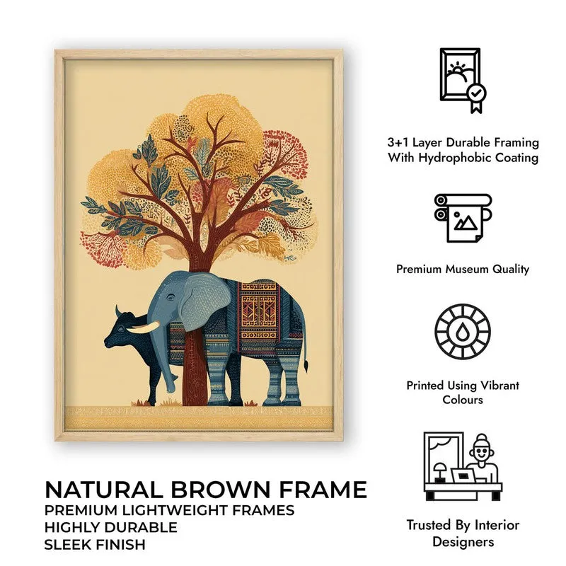 Gajraj Canvas Wall Painting With Brown Frame media 10