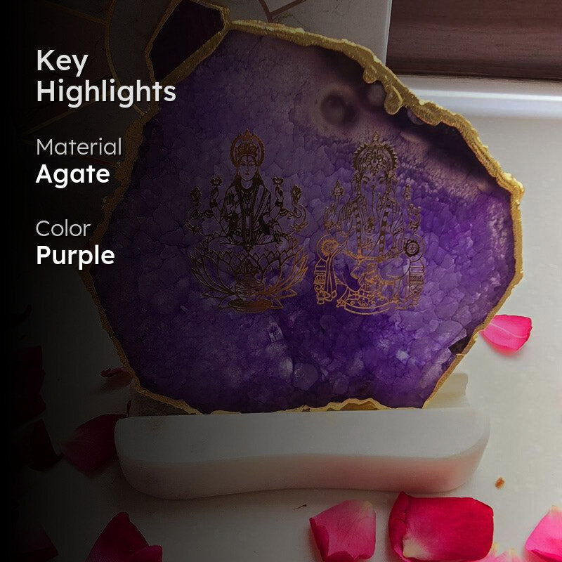 Festive Ganesha Laxmi Tealight Candle Holder - Purple media 2