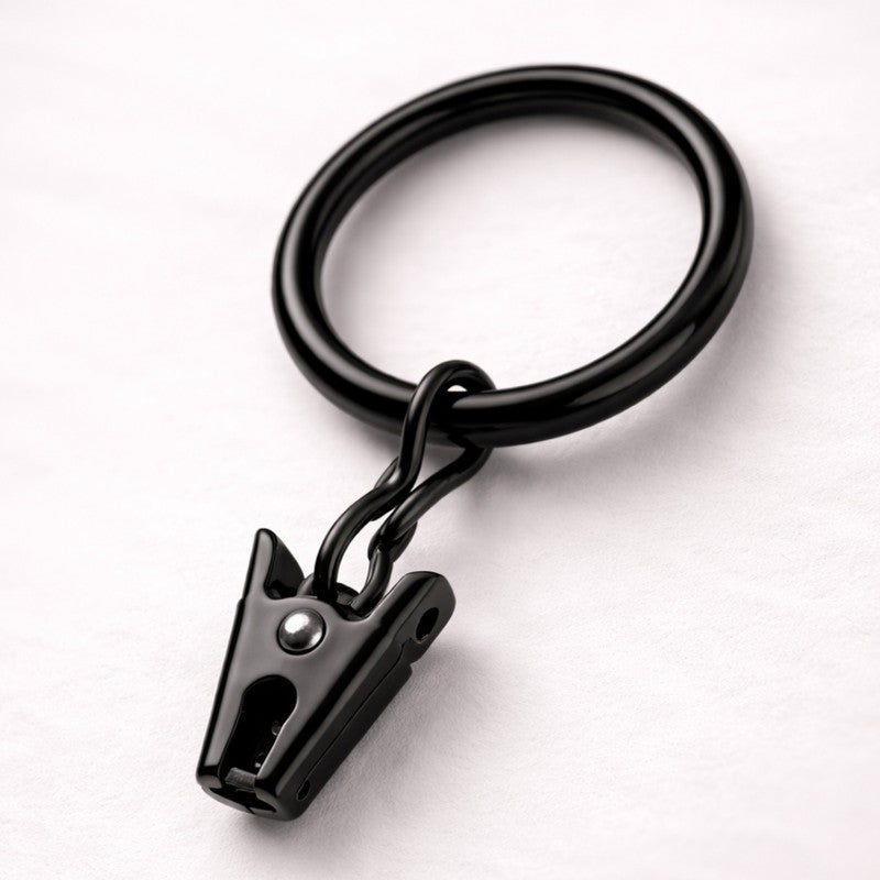 Easy Hang Curtain Rings with Clip (Black) - Set of Fourteen media 5
