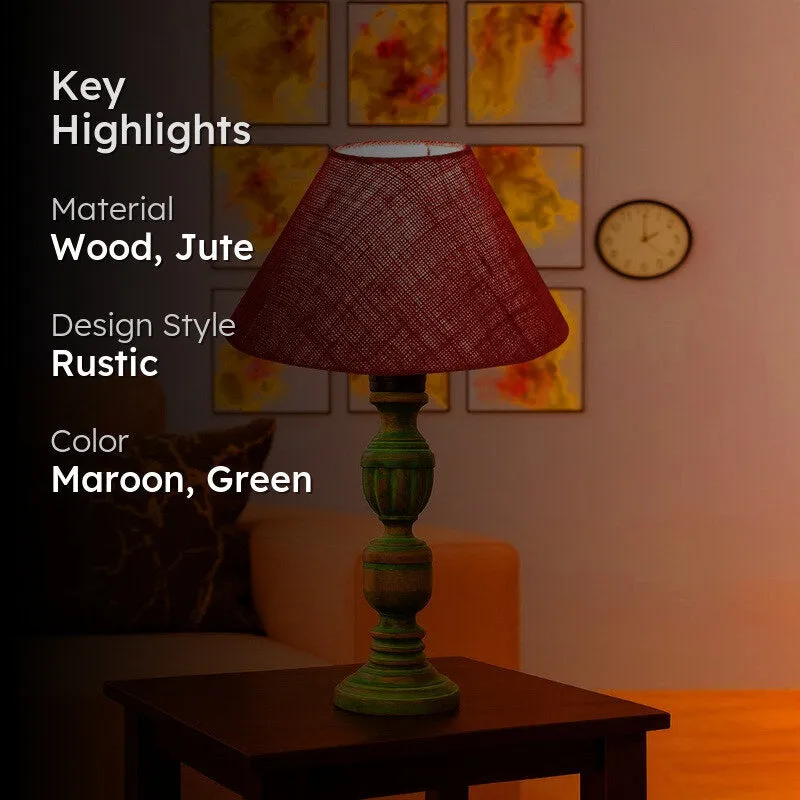 Arvello Aiven Wooden Table Lamp - Maroon media 2