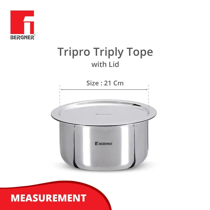 Bergner TriPro Tri-ply Stainless Steel Tope With Lid - 3500 mL media 3
