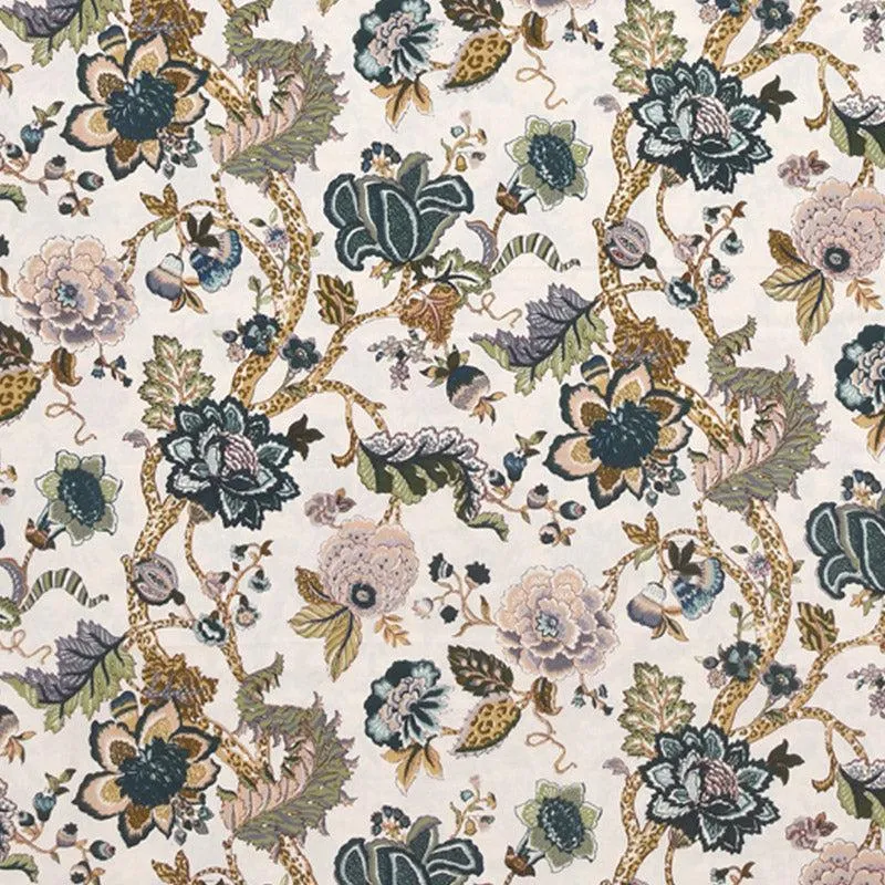 Mivaana Floral Curtain (Creamy Blue) - Set Of Two media 3