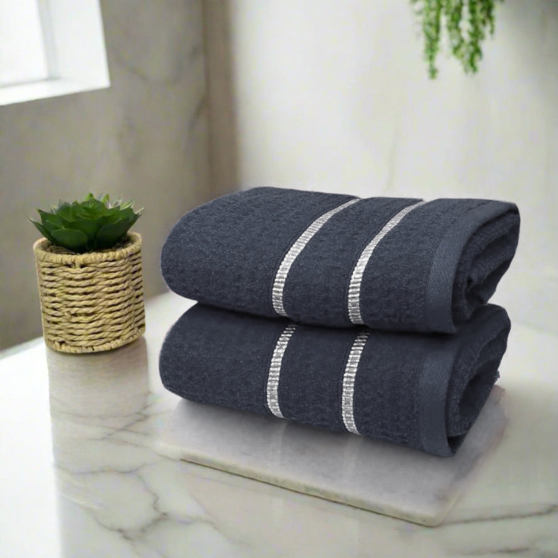 Junia Hand Towel (Grey) - Set Of Two - 16 x 24 Inches