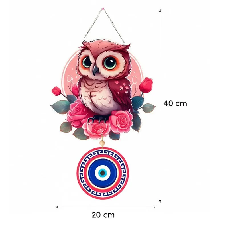 Cute Owl Nazar Polyester & MDF Wall Hanging media 7