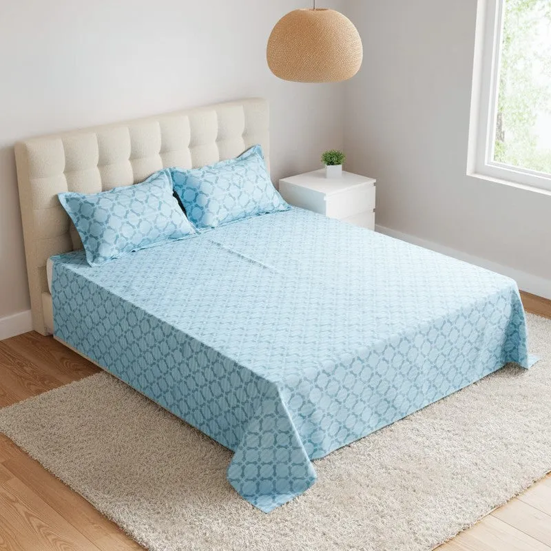Ulrika Neva Cotton Bedsheet (Blue) - 200 TC media 1