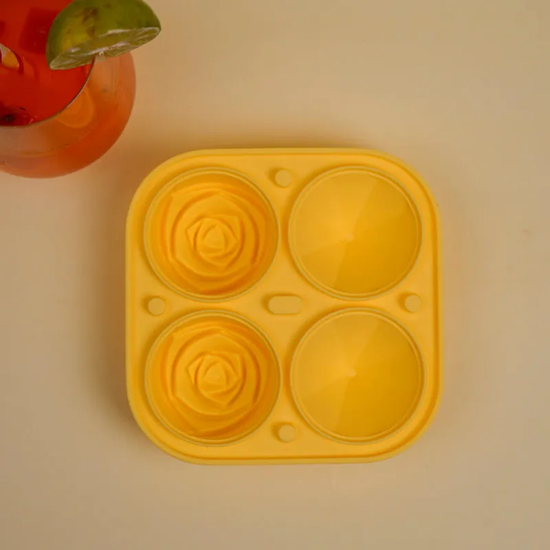Rose Trio Silicone 4-Cube Ice Mould - Yellow media 4