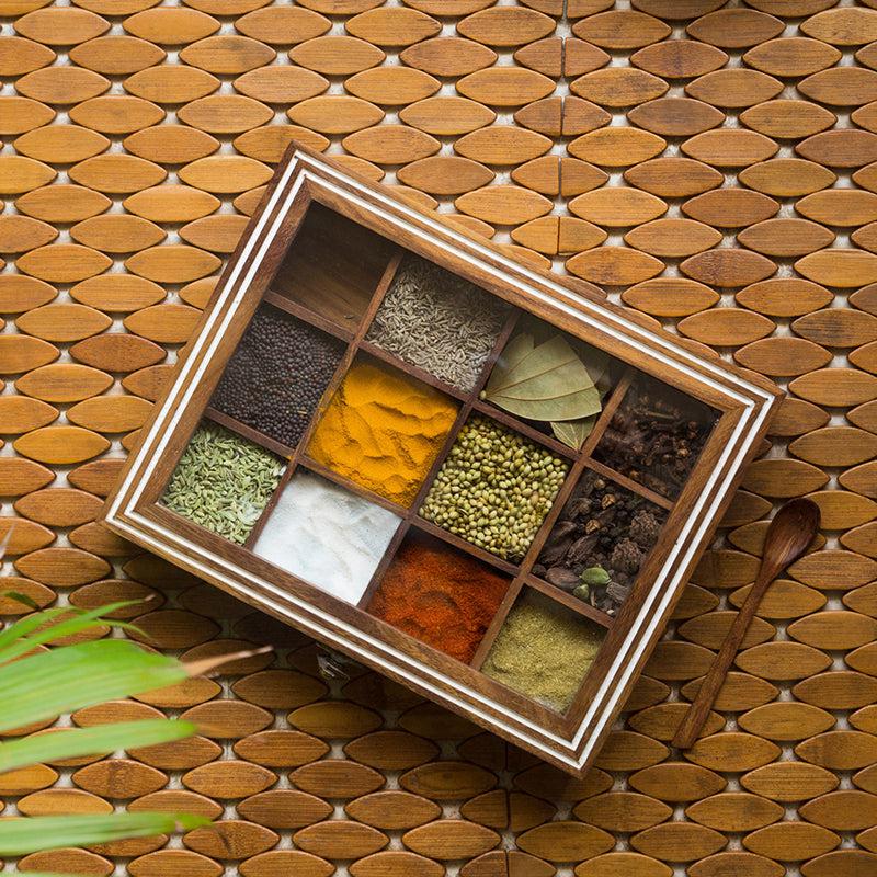 Spice Grid Food Safe Sheesham Wood Masala Box - 90 ML media 3