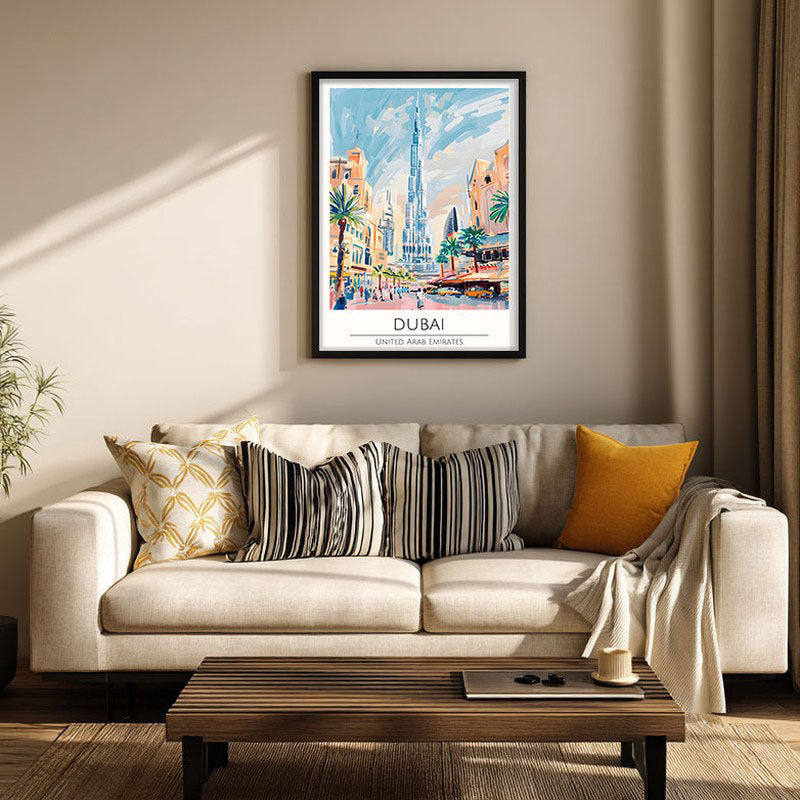 Vintage Dubai Framed Canvas Wall Painting