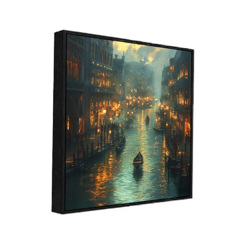 Lights Of Venice Canvas Wall Art With Frame media 3