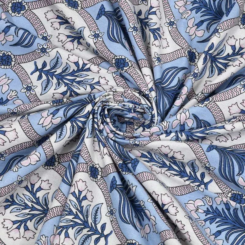 Nesty Cotton Bedsheet (Blue,White) - 240 TC media 5