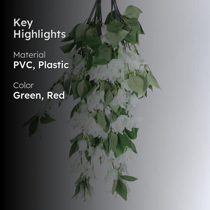 Faux Lush Hanging Bougainvillea - White - 2.5 Feet media 2