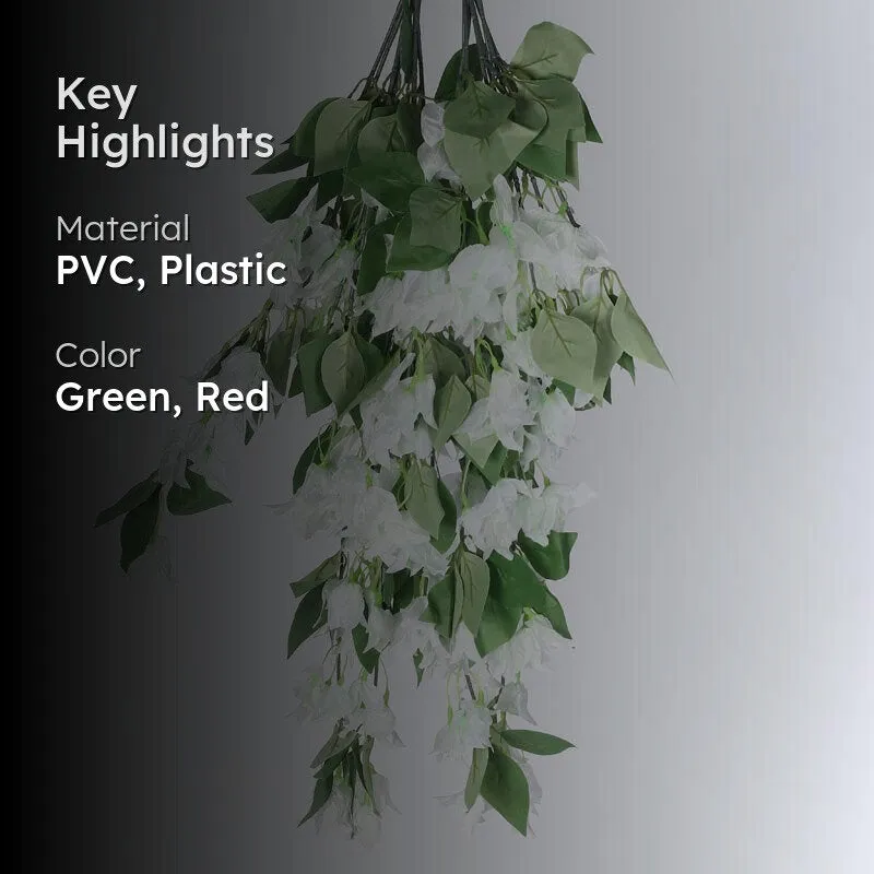 Faux Lush Hanging Bougainvillea - White - 2.5 Feet media 2