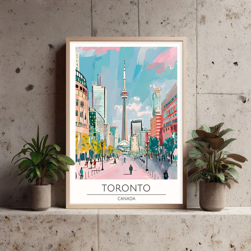 Vintage Toronto Framed Canvas Archival Canvas Wall Painting - Natural Brown Frame media 3