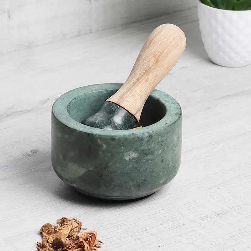 Crushique Marble & Wood Mortar & Pestle (Grey) - 100 ML media 1