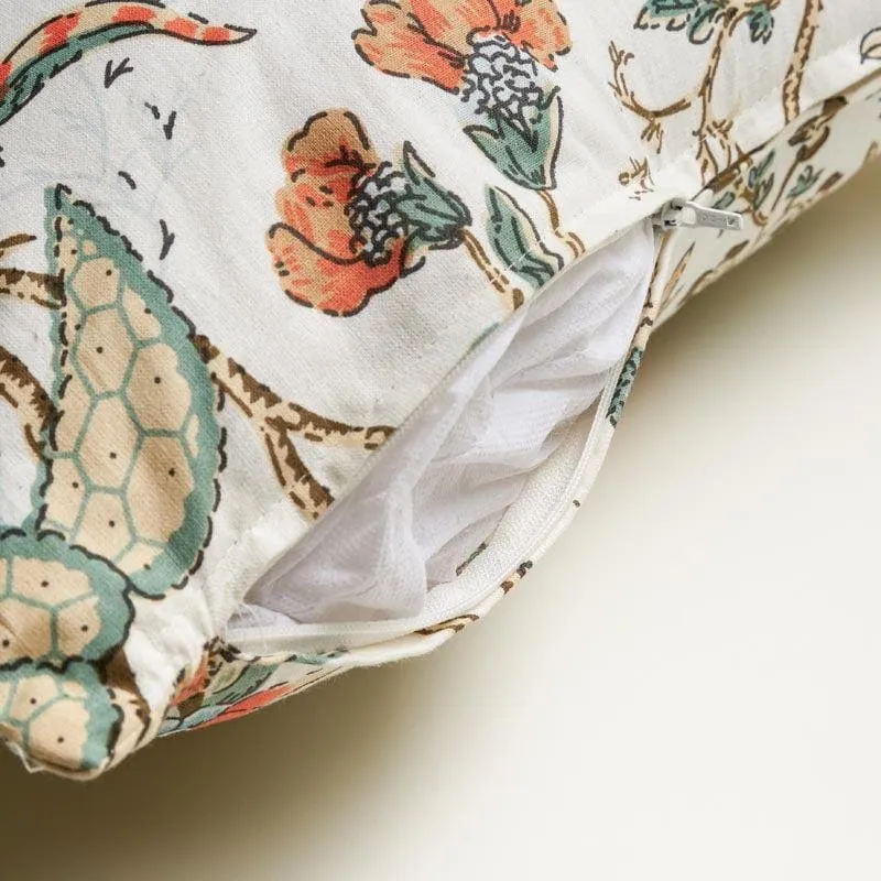 Lushlie Blooms Cotton Cushion Cover (Orange) - Set Of Two media 5