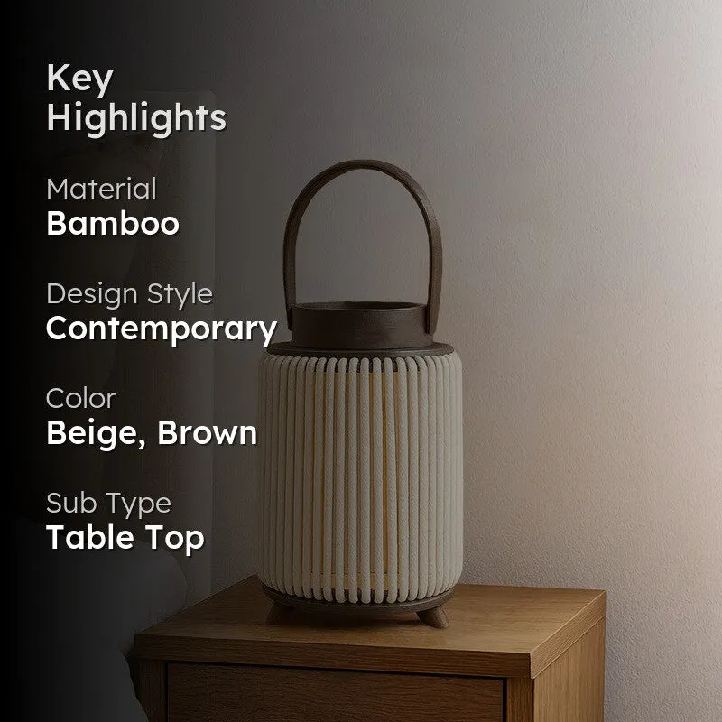 ThreadLuxe Bamboo Tea Light Candle Holder - Beige media 2