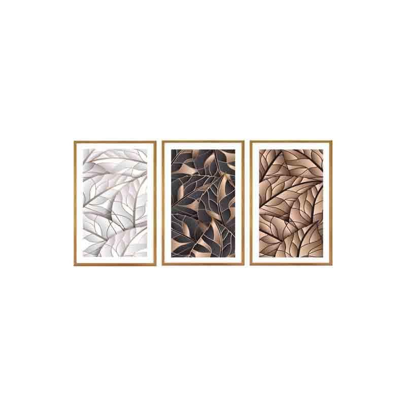 Abstract Leaf Canvas Wall Art - Set of Three media 4