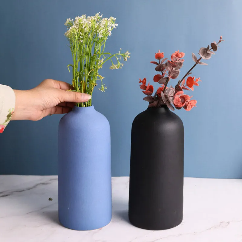 Netta Ceramic Vase ( Blue & Black) - Set Of Two media 4