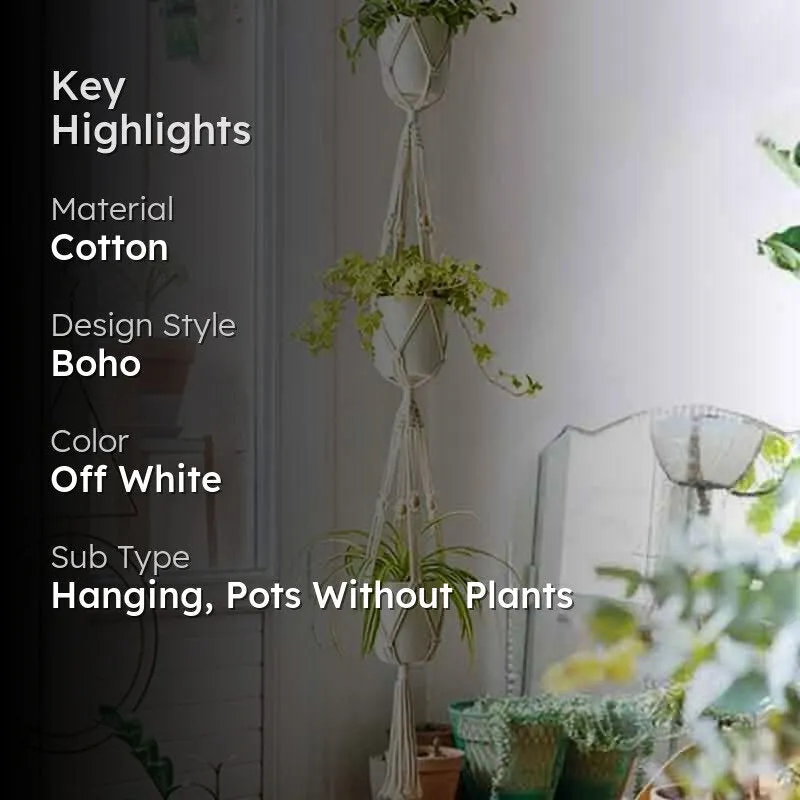 Sofia Macrame Plant Hanger - Set Of Two media 2