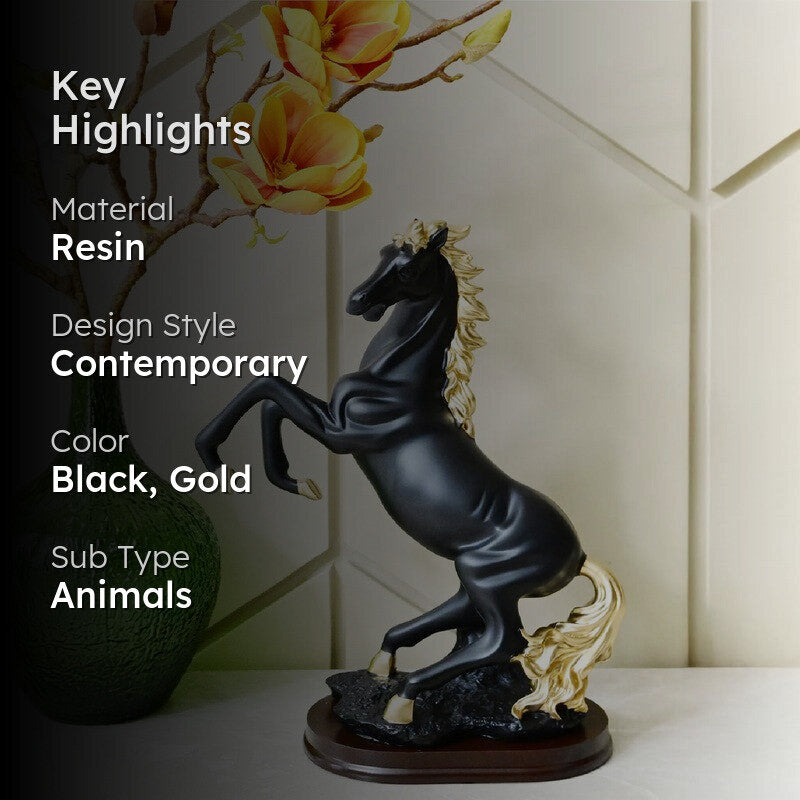 Aurum Steed Luxury Horse Showpiece - Black media 2