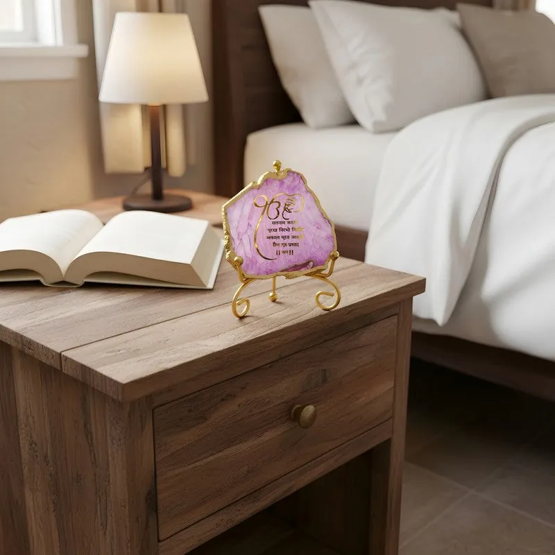 Krishna Blessing Aura Agate Showpiece With Stand - Pink media 5