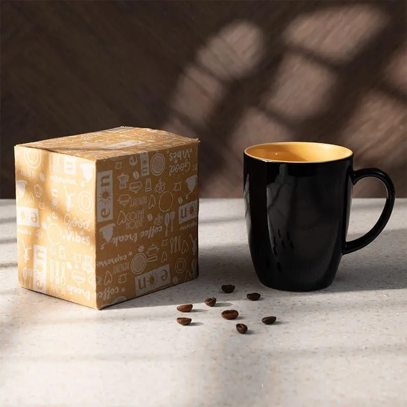 Yuvara Porcelain Coffee Mug (295 mL) - Black,Yellow media 5