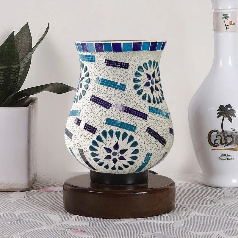 Skylyn Mosaic Glass Table Lamp With Wooden Base - Multicolor media 4