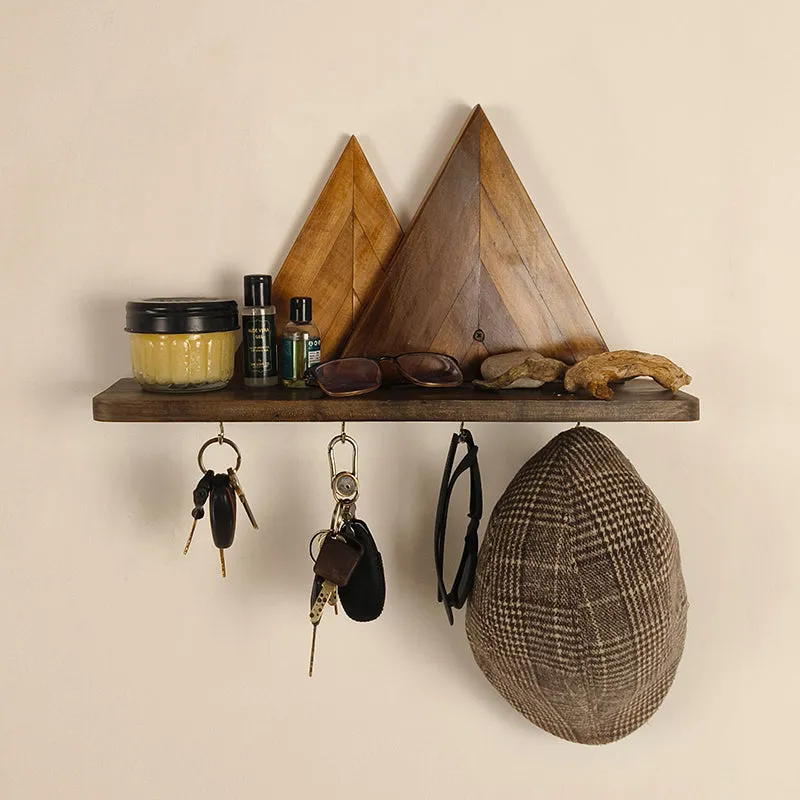 Vantika Wooden Wall Shelf Organiser with Key Holders media 3