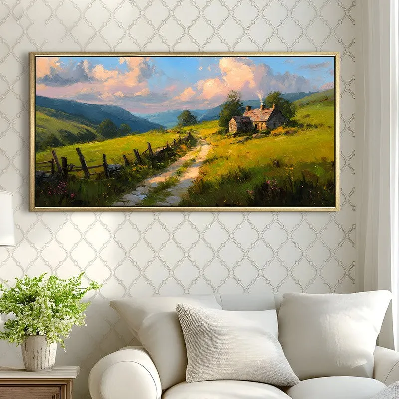 Fields at Dusk Canvas Wall Painting With Frame media 4