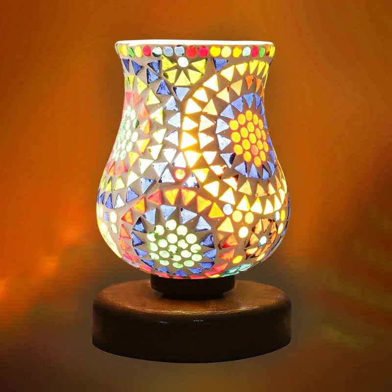 Glora Mosaic Glass Table Lamp With Wooden Base - Multicolor media 6