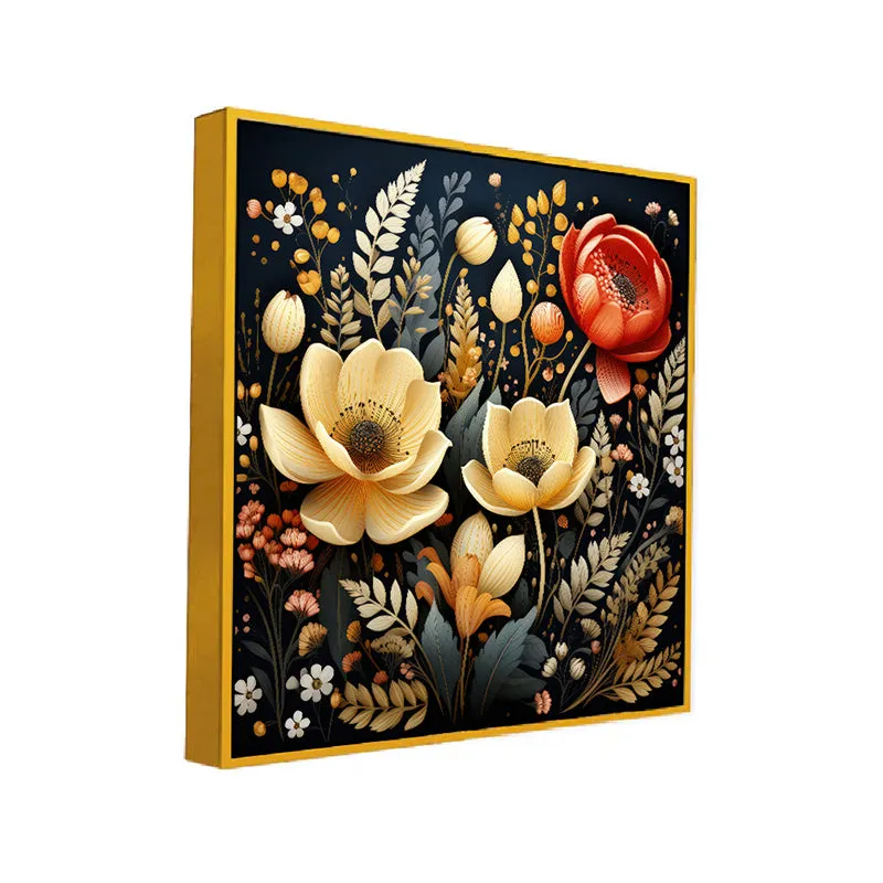 Blooms Of Erebos Canvas Wall Painting With Frame - Gold media 3
