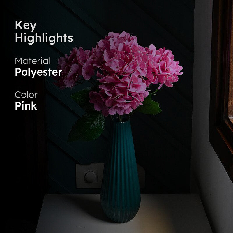 Faux Everlasting Hydrangea Flower Stick - Bright Pink media 2