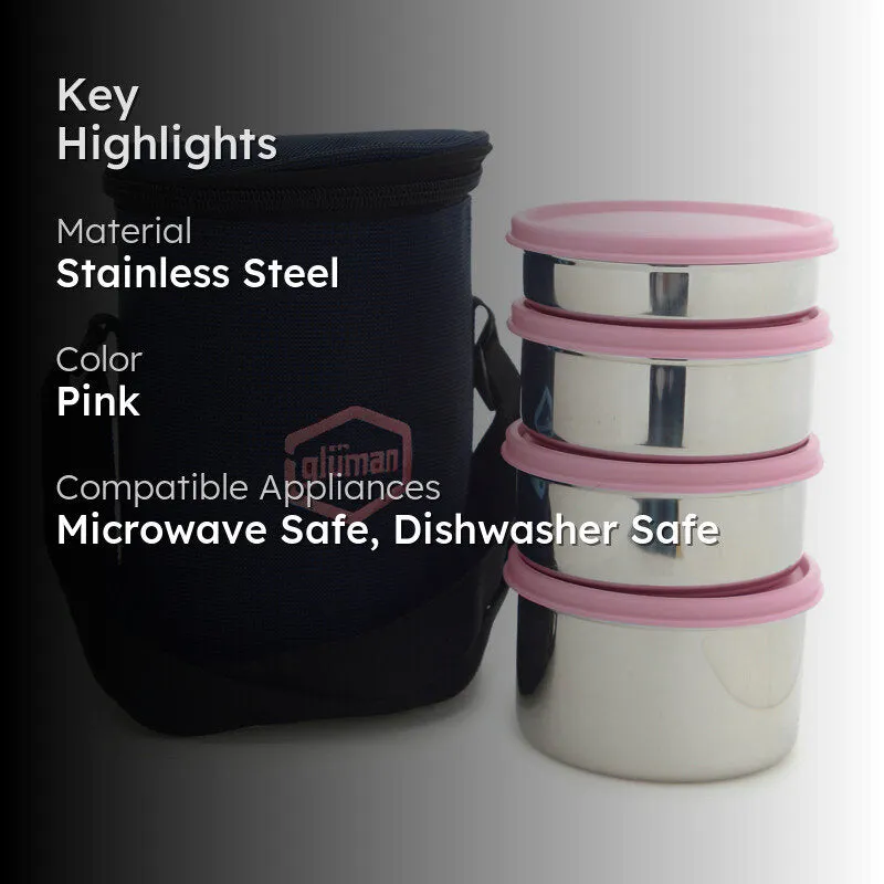 Darian Pink Lunch Box (500 ml/350 ml/200 ML) - Five Piece Set media 2