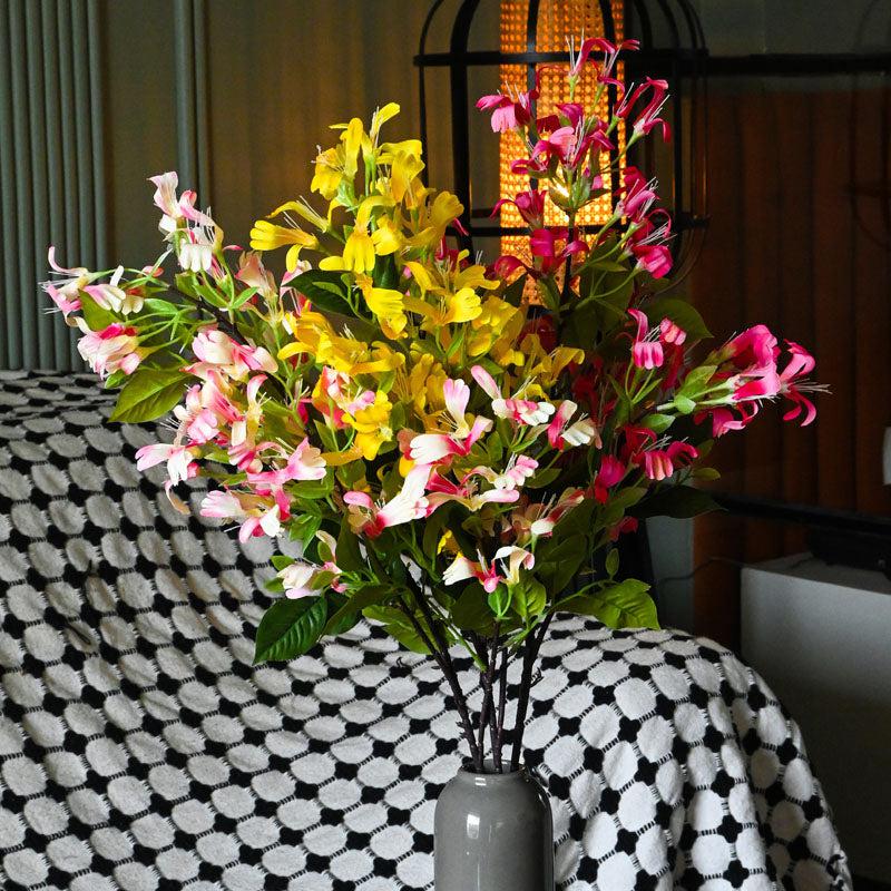 Faux Japanese Honeysuckle Flower Bunch - Set Of Three media 3