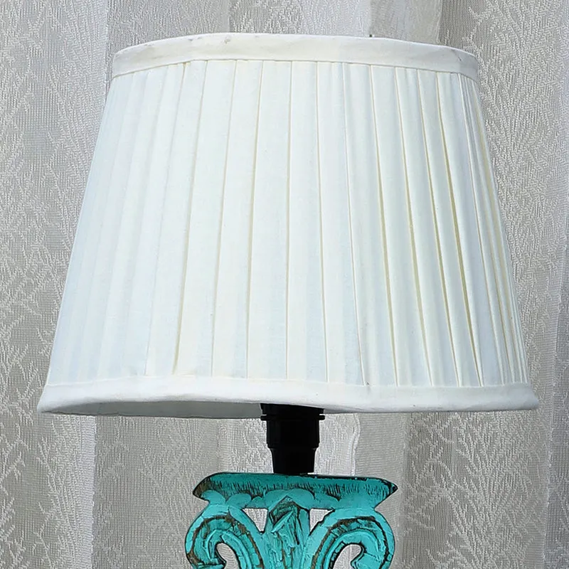 Gujo Sigil Pleated Mango Wood Table Lamp - White,Blue media 3